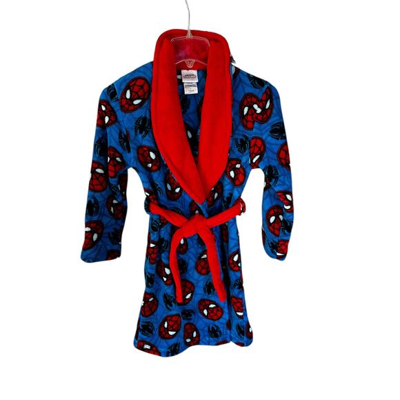 🌻 4/$25 Spider-Man Plush Fleece Robe, Belt, Blue & Red, Kids size 7 - Picture 1 of 3